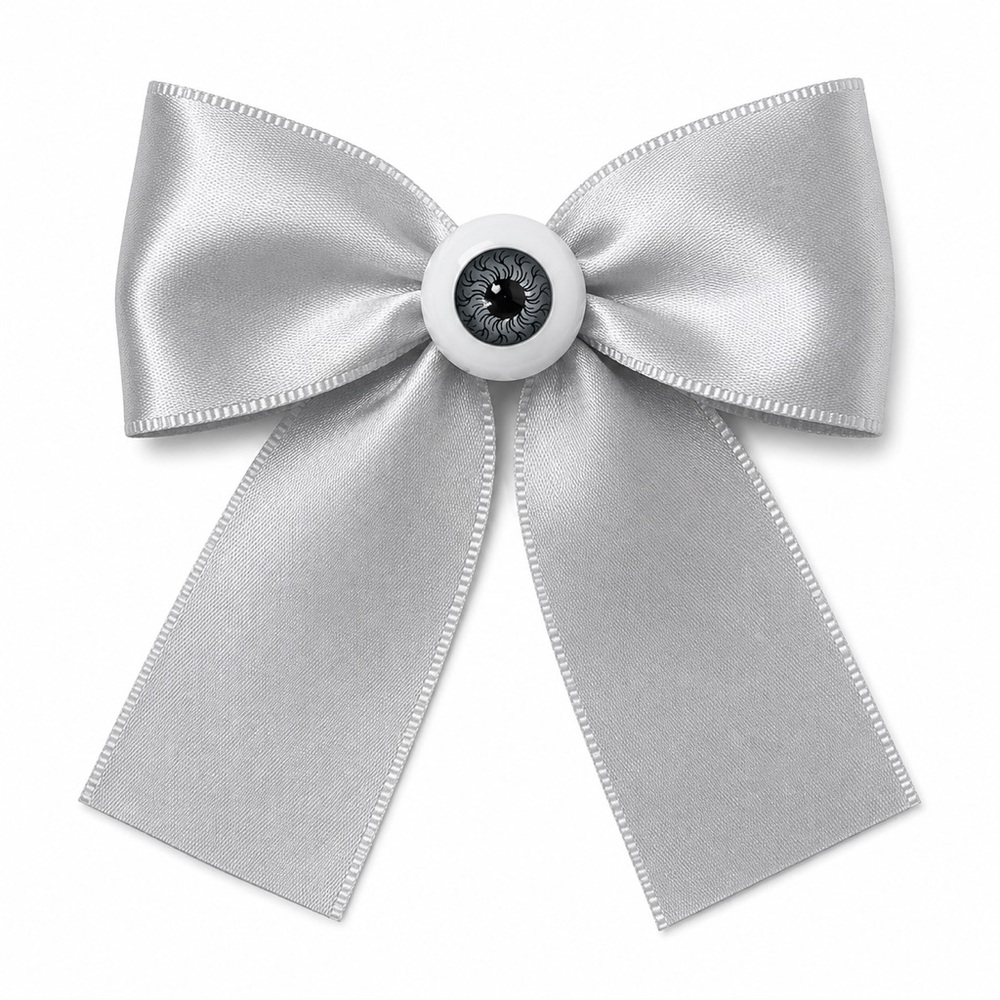 Bow Eyeball Clip – 1.5” Ribbon - Silver Wisp